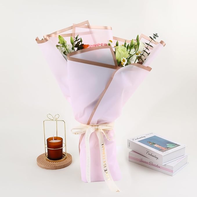 NESCCI 20 Sheets Pastel Pink Floral Bouquet Wrapping Paper - Image 6