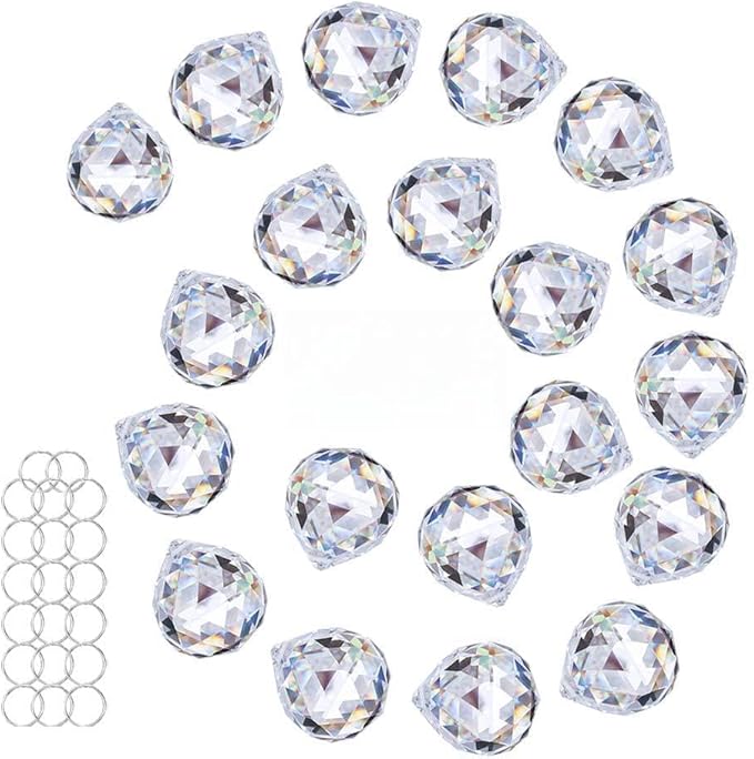 Crystalsuncatcher 20Pcs 1.75 inch/40mm Clear Crystal Ball Prism Pendant by HDCRYSTALGIFTS