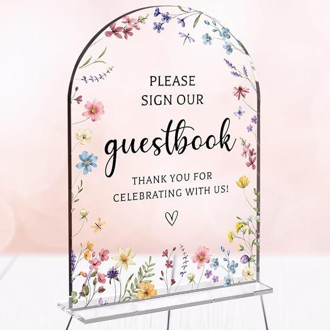 Wedding Sign Decor, Photo Guest Book Sign, 5x7 Inch Arch Acrylic, Wedding Sign by Unknown