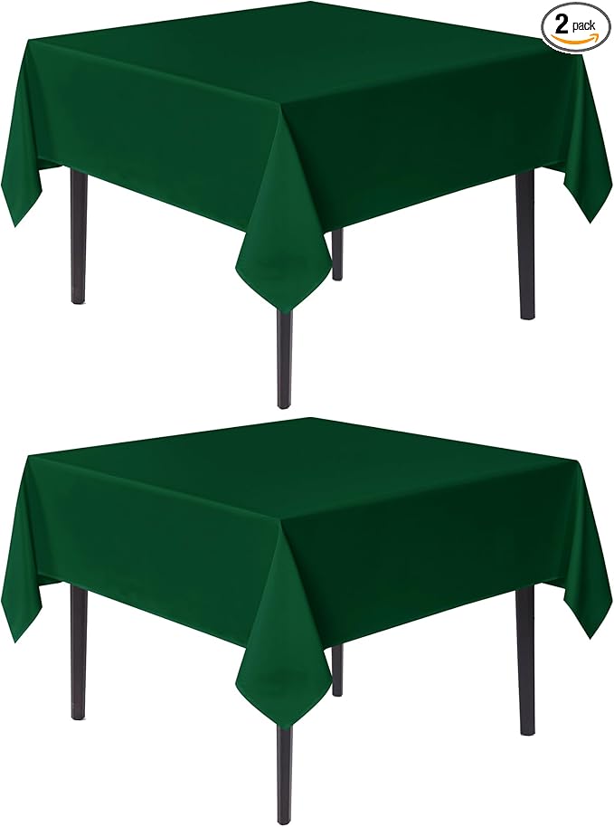 sancua Square Tablecloths 54x54 Inch Hunter Green, 2 Pack by sancua