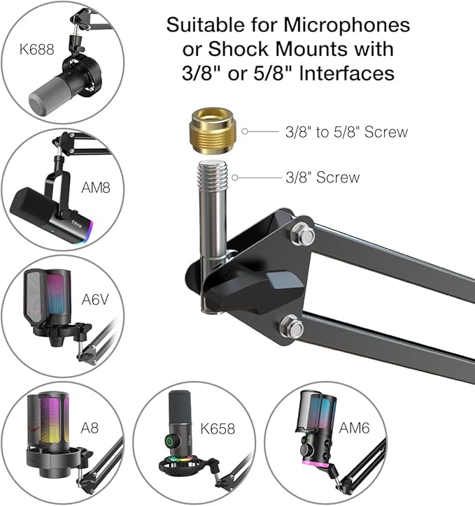 Microphone Arm Stand, FIFINE Suspension Boom Scissor Mic Stand - Image 3
