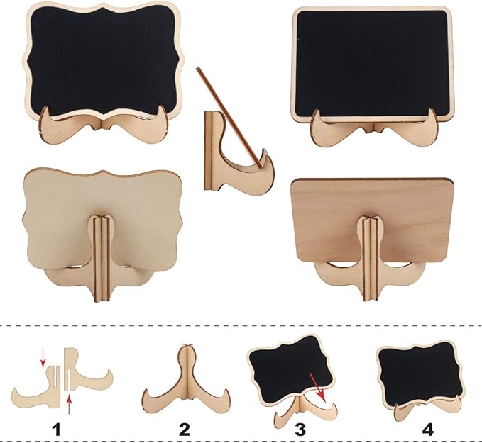 ONUPGO Mini Chalkboard Signs, 20 Pack Small Wooden Chalkboard Labels - Image 4