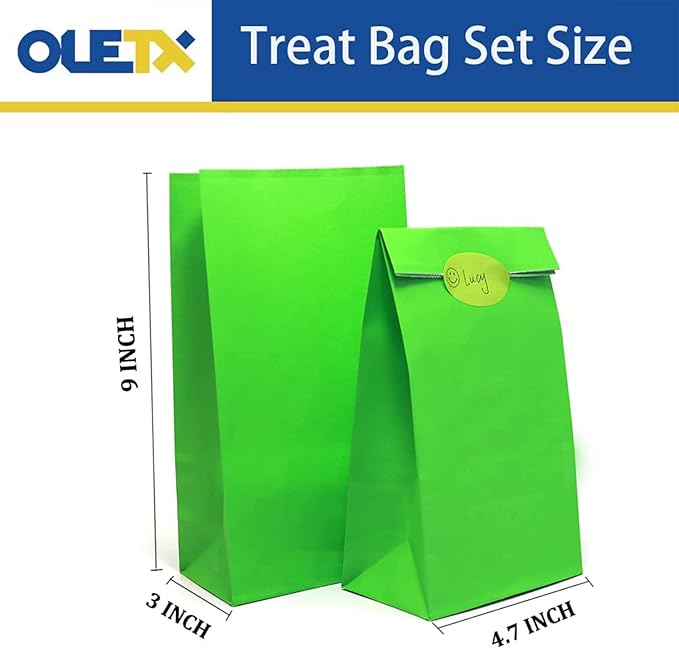 Oletx 30-Pack Green Party Favor Paper Bags, Baby Shower, School Activities - Image 3