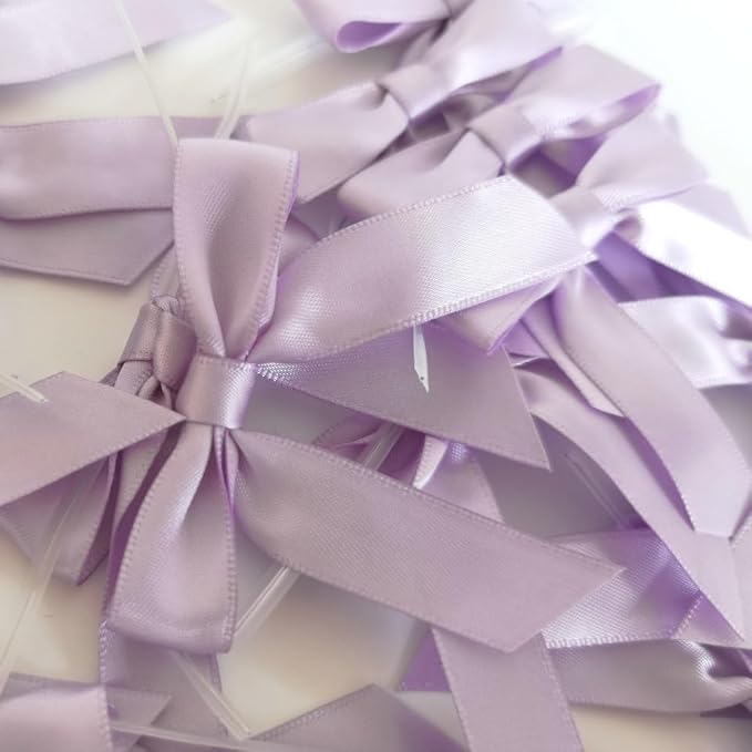 50pcs 2-1/2" Lavender Satin Ribbon Bows - Image 7