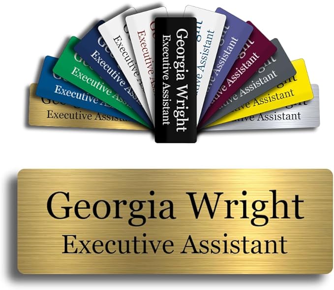 Custom Engraved Name Tag 1" x 3" Personalized Badge Magnetic or Pin Backing by GemAwards