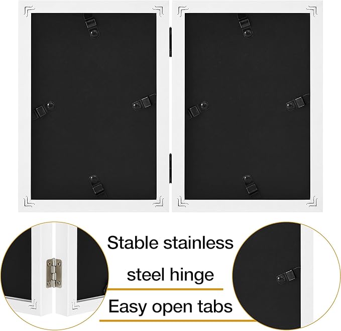 decorUhome Double 5x7 Picture Frame Vertical, Engineered Wood Bifold Photo Frame - Image 8