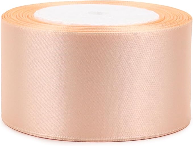 Naked Pink Solid Satin Ribbon 2 Inch 25 Yards Solid Polyester Fabric Ribbon - Image 5