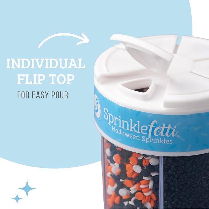 Sweets Indeed Halloween 6-Cell Sprinkle Jar – 6 Variety Sprinkle Compartments | - Image 3