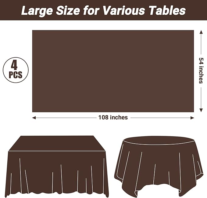 QZYL 4 PCS Plastic Table Cover, 54x108 Inches Waterproof Table Cover, - Image 2