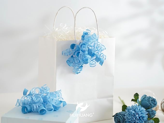 HUIHUANG Blue Bows for Gift Wrapping Baby Blue Gift Bows 5 inch x 8 Counts - Image 9