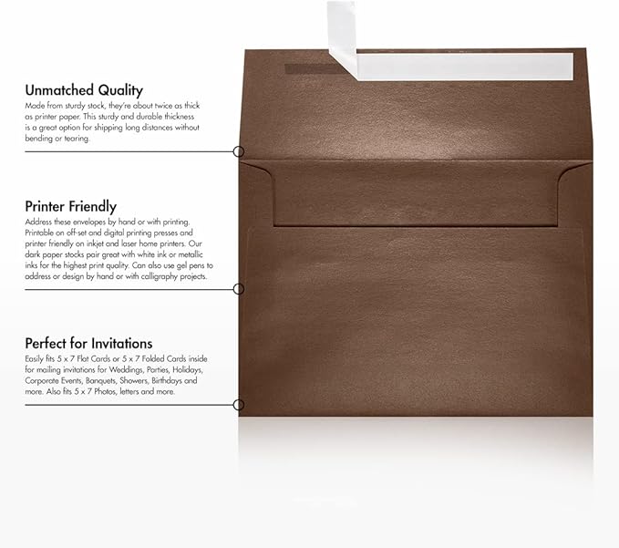 LUXPaper A7 Invitation Envelopes | Peel & Press | 5 1/4" x 7 1/4" | Bronze - Image 8