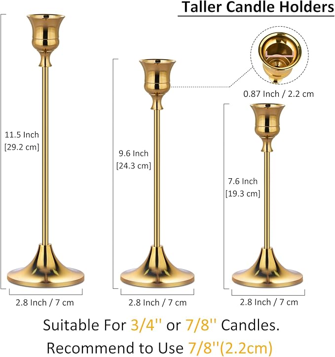 Metal Candle Holders for Candlesticks Taper Candlestick Holders Set Vintage - Image 2