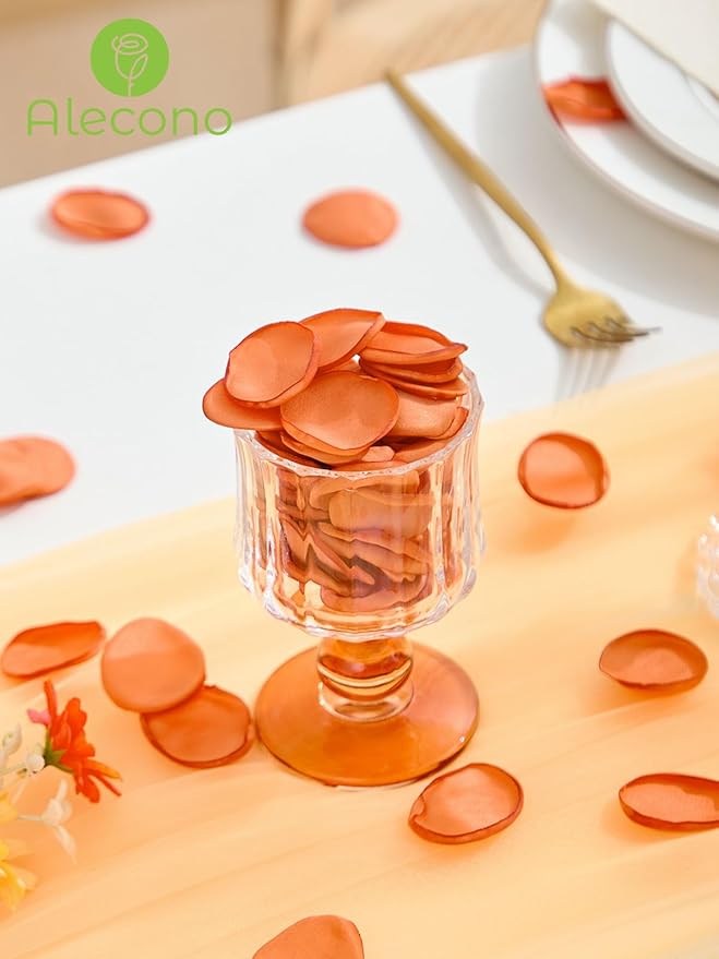 Alecono  Silk Rose Petals, Faux Orange Flower Petals - Image 3