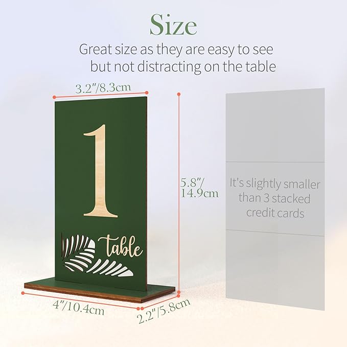 Wooden Table Numbers 1-25, 3.2x5.8 Inch Double Sided Rustic Olive Green Wedding - Image 4