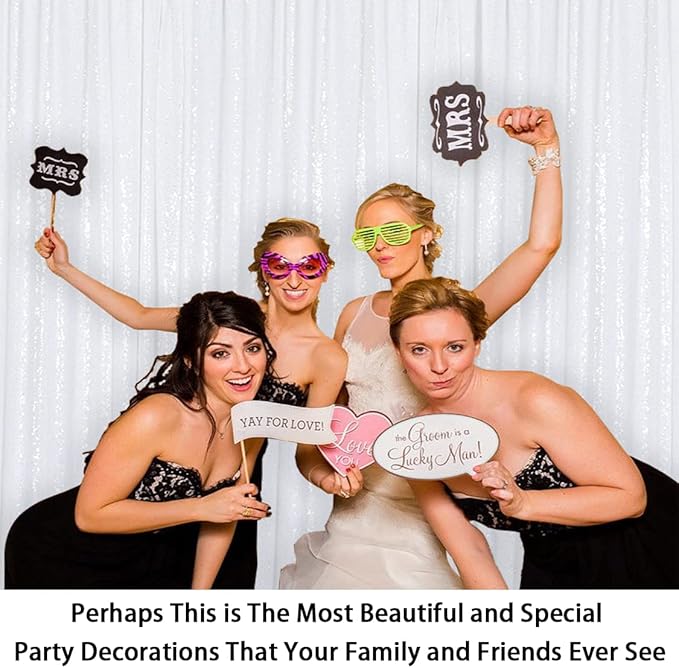 ShinyBeauty White Sequin Photo Backdrop 4x10FT - Image 2