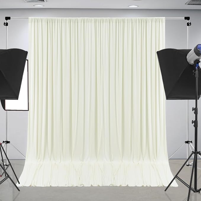 10 ft x 10 ft Wrinkle Free Ivory Backdrop Curtain - Image 7