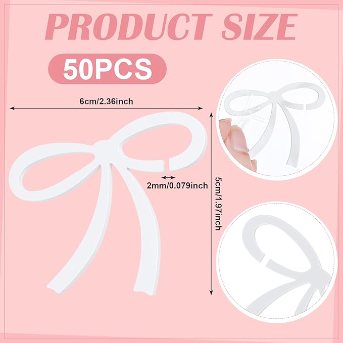 50 Pcs Bows Drink Tags Coquette Bow Wine Glass Charms Acrylic Bowknot Drink Tag - Image 2