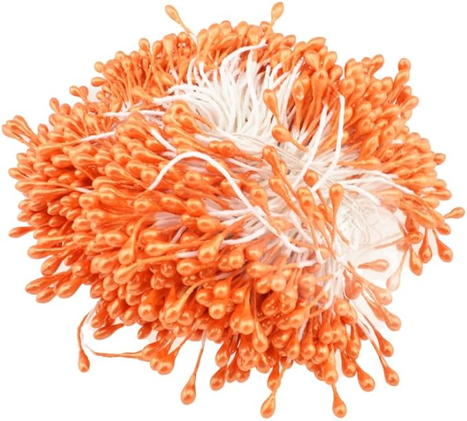 HAHIYO 700pc 3mm Orange Pearl Double Head Flower Pistil by HAHIYO