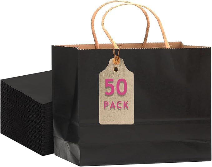 qiqee 50-Packs Black Paper Gift Bags by Qiqee