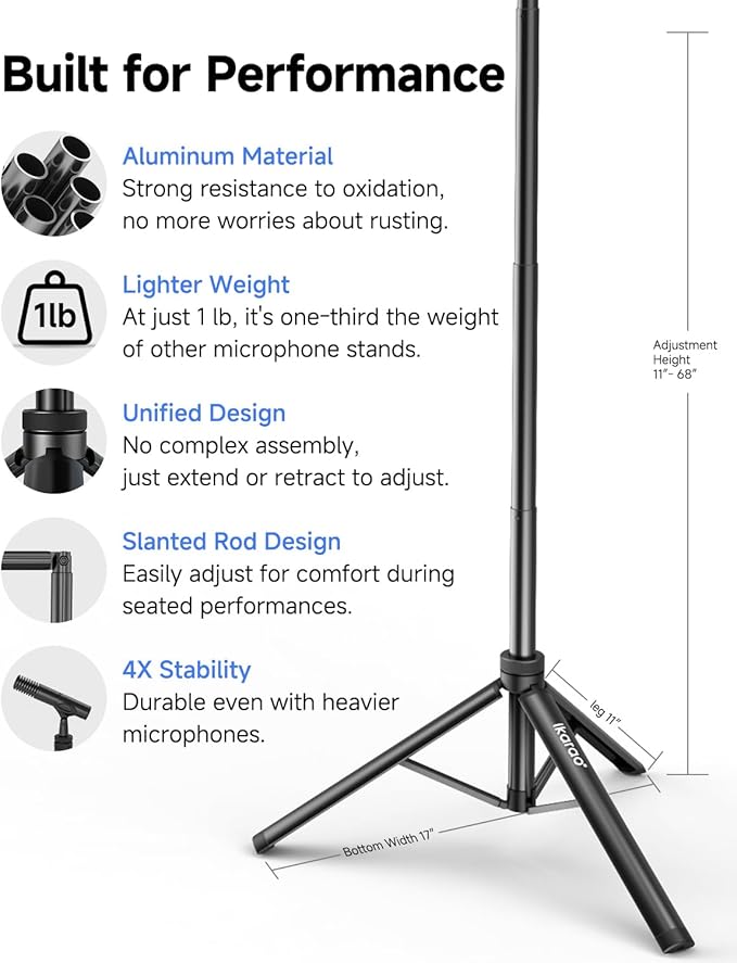 Ikarao Karaoke Machine with Microphone Stand, Portable Bluetooth Speaker - Image 3