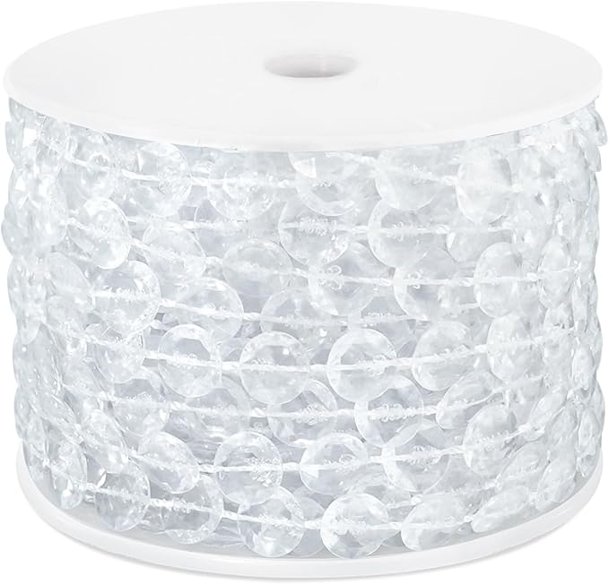 49FT Acrylic Crystal Garland, DIY Crystal Beads String Roll by ZJJZGYXINTAI