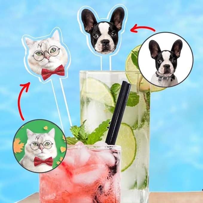 Personalized Pack 50pcs Printed Face Stir Sticks, Dog/Cat/Face/Logo Acrylic - Image 3