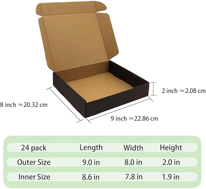 24 Pack 9x8x2 Inches Black Shipping Boxes，3 Layers Corrugated Cardboard Box - Image 7
