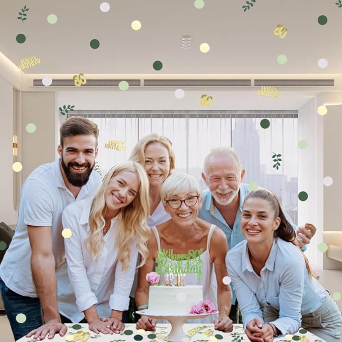 Sage Green 80th Happy Birthday Confetti, 80th Birthday Table Decorations - Image 4