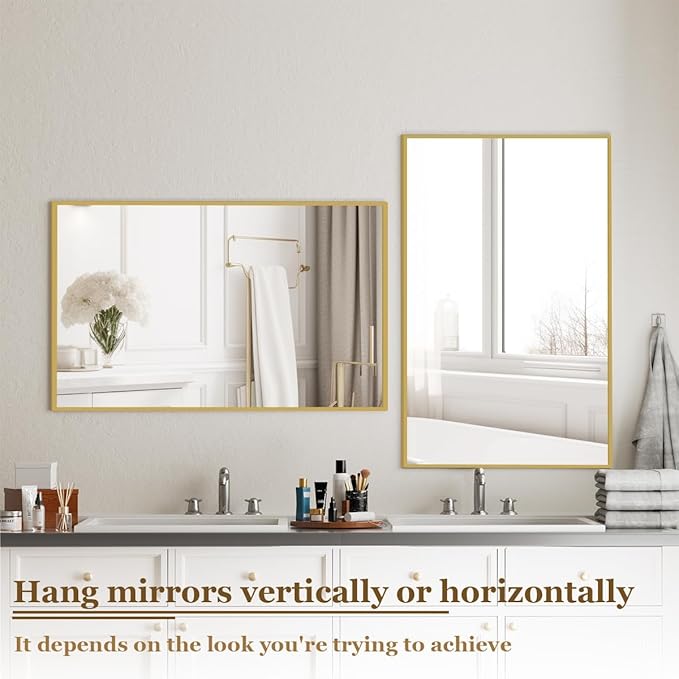 BEAUTYPEAK Gold Bathroom Wall Mirror - Image 4