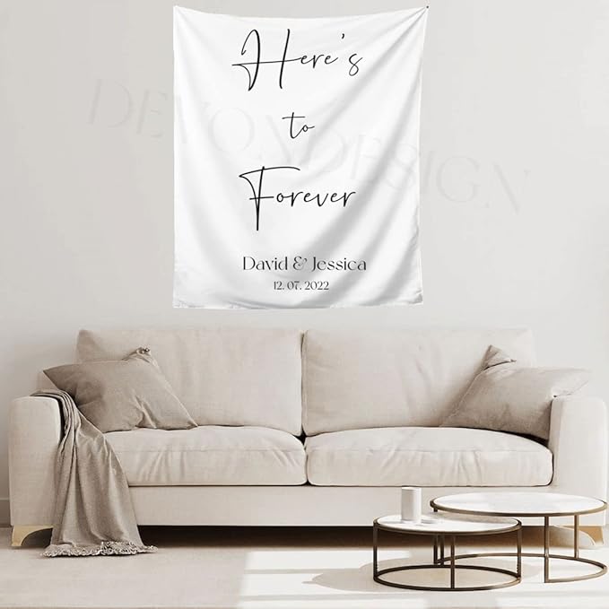 Here's to Forever Rustic Backdrop, Custom Tapestry - Image 4