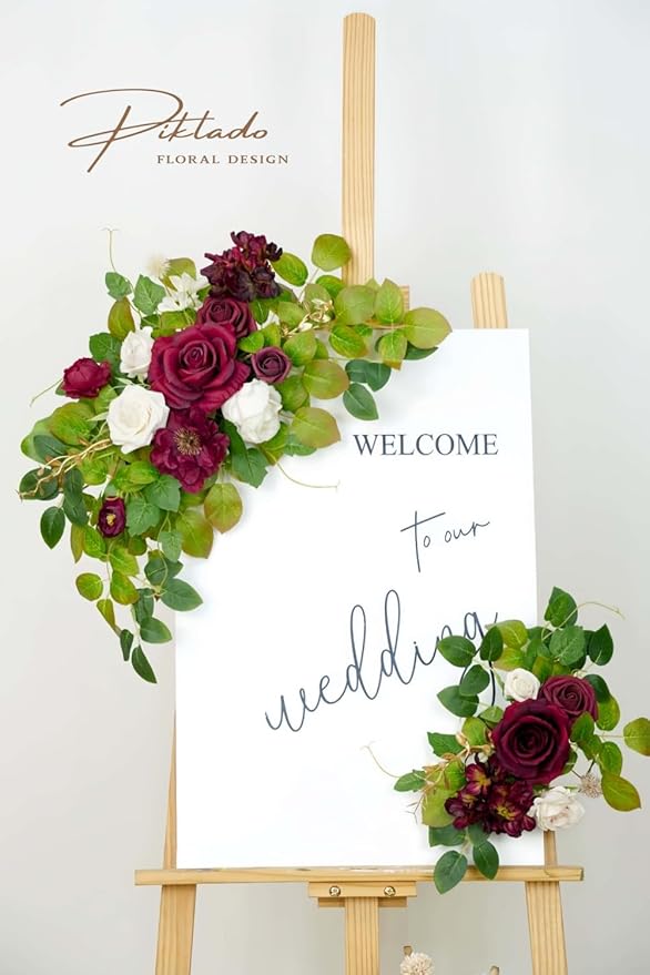 Wedding decor Welcome Sign Flower Backdrop Garland - Image 2