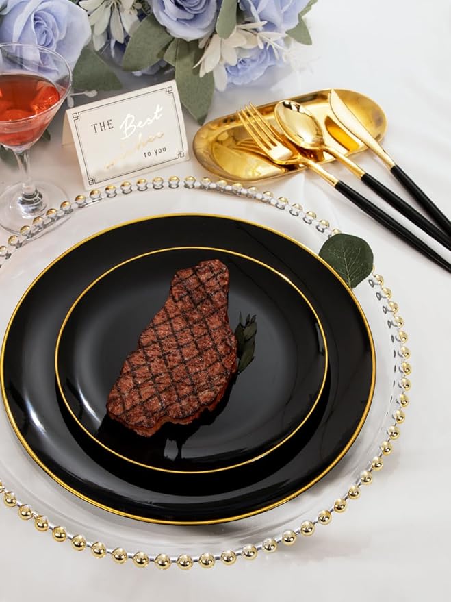 I00000 144 PCS Black Silverware Set, Plastic Silverware - Image 5