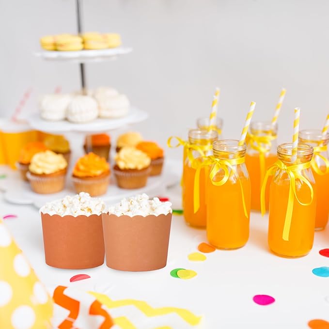 Whaline 120Pcs Orange Paper Baking Cups Scalloped Edge Cupcake Wrappers - Image 4