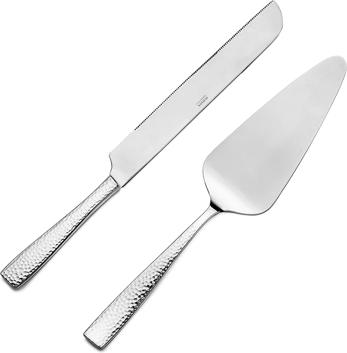 Hudson Essentials Hammered 18/10 Stainless Steel Cake Knife & Cake Server Set by HudsonEssentials