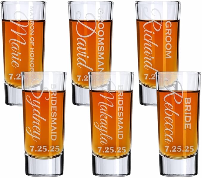 Custom Engraved 2 oz Shot Glass – Personalized Etching – Groomsman & Bridesmaid by BlueRidgeMountainGifts