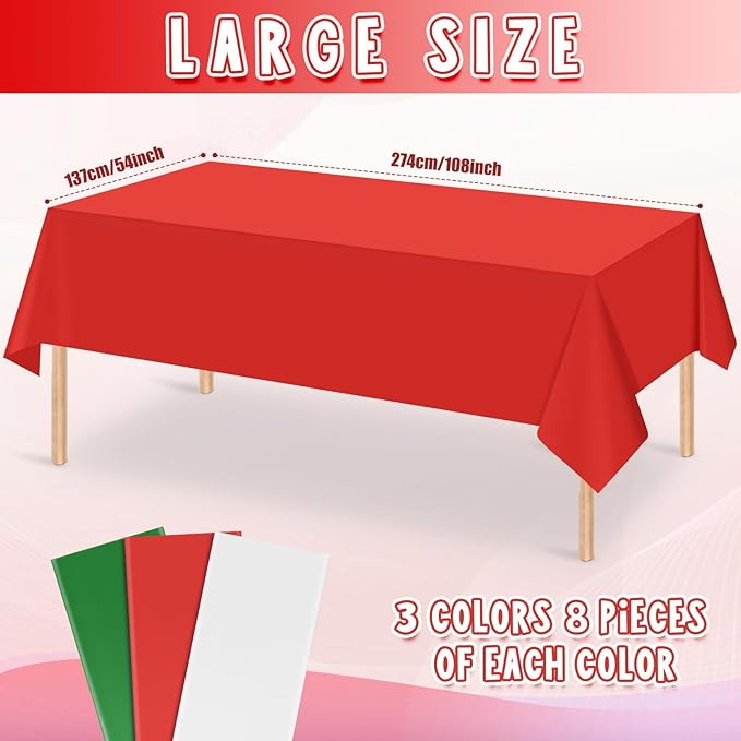 MASHAN 24 Pack Christmas Tablecloth Bulk, Rectangle Italy Theme Table Covers - Image 2