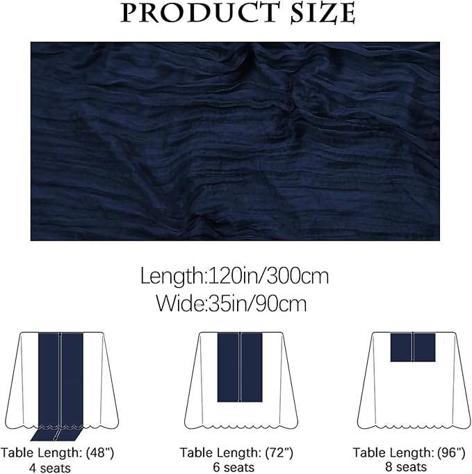 Boho Gauze 16PCS Navy Blue Cheesecloth Table Runners - Image 2