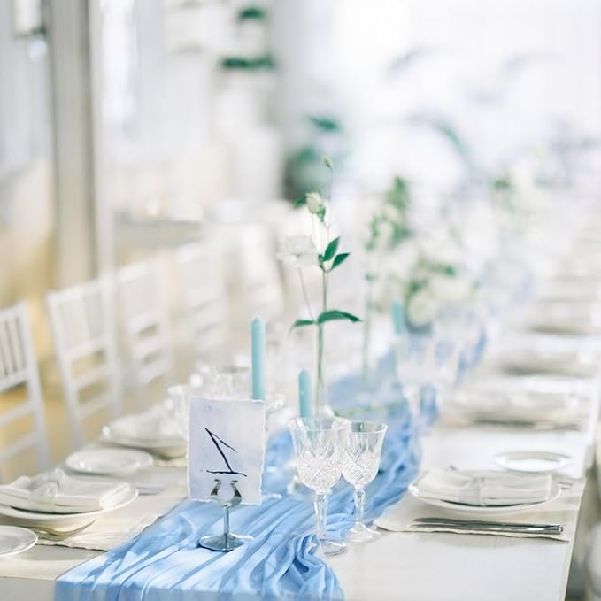 6 Pack Baby Blue Cheesecloth Table Runner 120 inch Gauze Cheese Cloth Table - Image 9