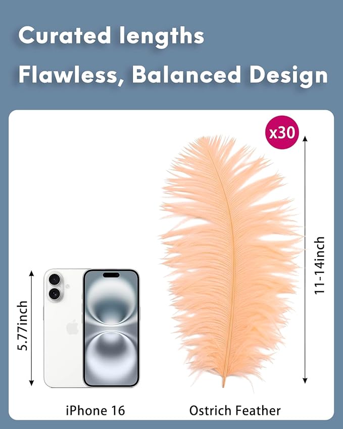 NEWONG 30pcs Champagne Ostrich Feathers Natural Bulk 11-14inch Vase Craft - Image 2