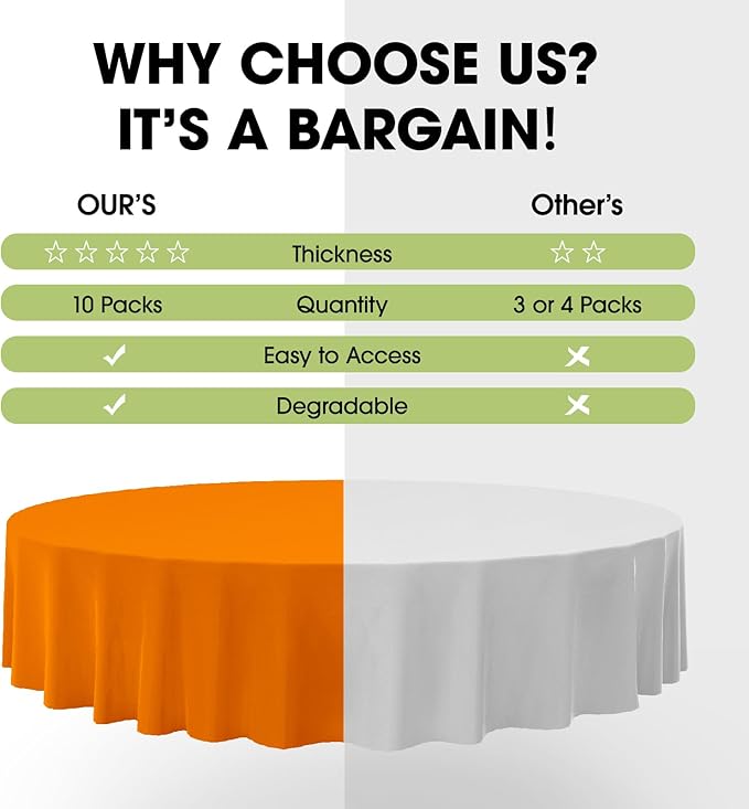 Pureegg Plastic Table Cloth Disposable 10 Pack, Halloween Party, Thanksgiving - Image 3