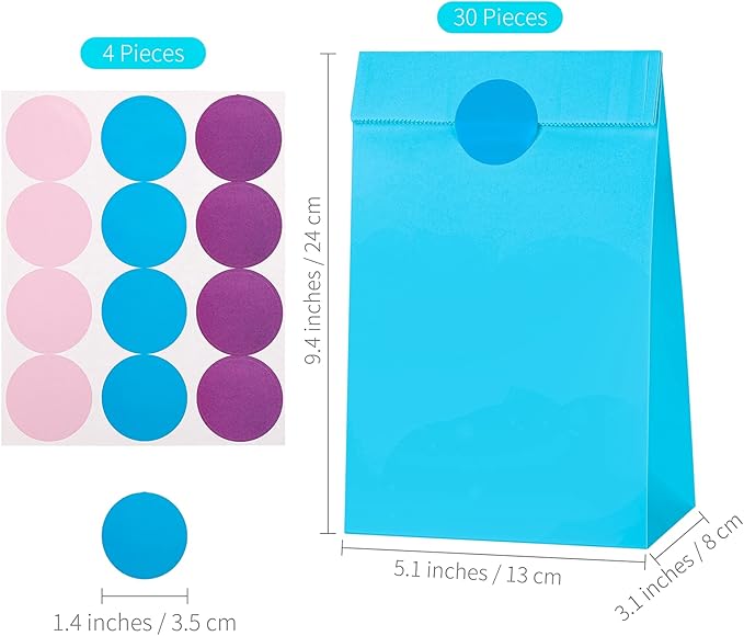 Cooraby 30 Pieces 5.1 x 3.1 x 9.4 Inches Colorful Kraft Paper Bags - Image 2