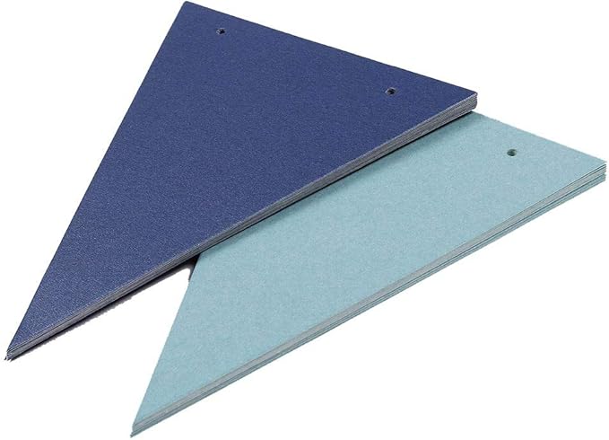 Dark Blue Light Blue Vintage Double Sided Triangle Flag Bunting Pennant Banner - Image 3