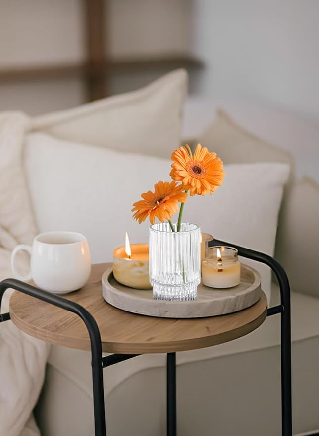 Serene Spaces Living 3.75in Clear Ribbed Glass Votive Holder, Decorative - Image 3