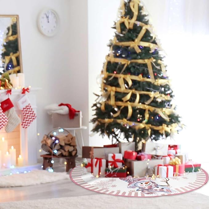 Let It Snow Snowman Christmas Tree Skirt 36 Inches, Winter Xmas Tree Mat - Image 7