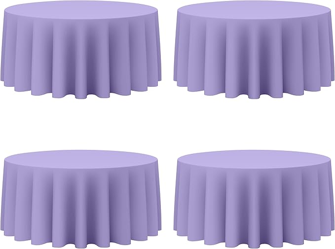 BRILLMAX 4 Pack Lavender Round Tablecloths 132 Inch by BRILLMAX