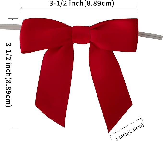 50pcs 3-1/2" Red Satin Ribbon Bows - Image 3
