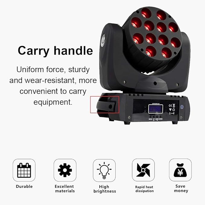 SHEHDS Moving Head Light Beam Wash LED 12x12W RGBW 4in1 DJ Lights Lighting - Image 3