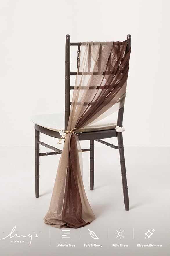 Ling's moment Wedding Chiffon Chair Sashes Cover Aisle Decorations Draping - Image 4