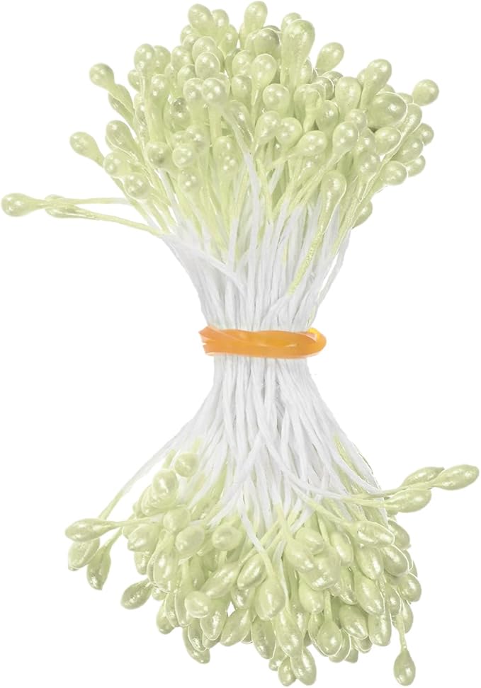 150-Pack Flower Stamens for Crafts, 5mm Double Heads Artificial Pearl Floral by MMETERXITY