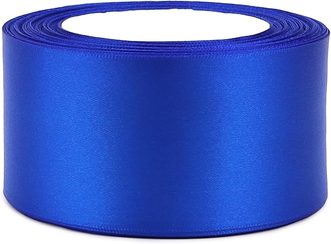 Blue Solid Satin Ribbon 2 Inch 25 Yards Solid Polyester Fabric Ribbon - Image 6